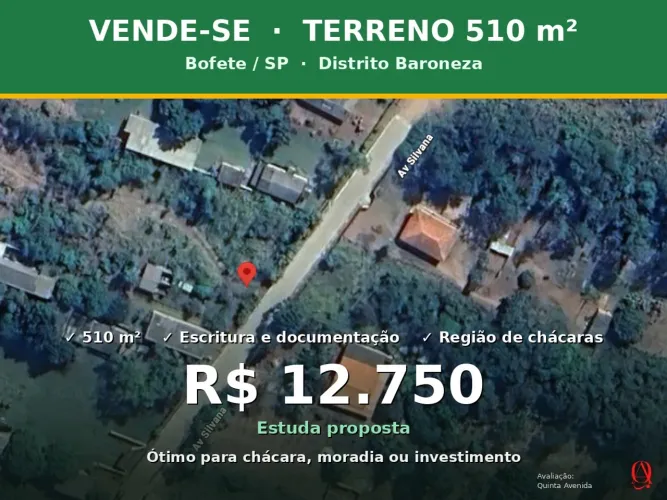 Terreno 510 m² em Bofete/SP, com escritura, aceita proposta