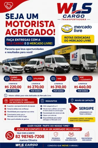 MOTORISTAS AGREGADOS E MOTORISTAS SEM VEÍCULO - SERGIPE