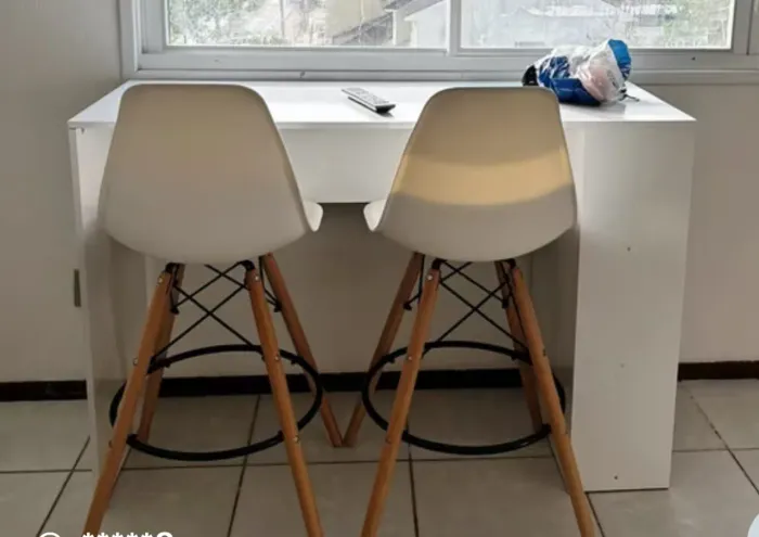 Dupla banqueta/cadeira alta Eiffel branca