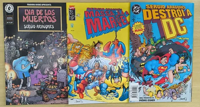 HQ - LOTE SERGIO ARAGONÉS DESTRÓI A DC E MASSACRA A MARVEL + BRINDE DIA DE LOS MUERTOS