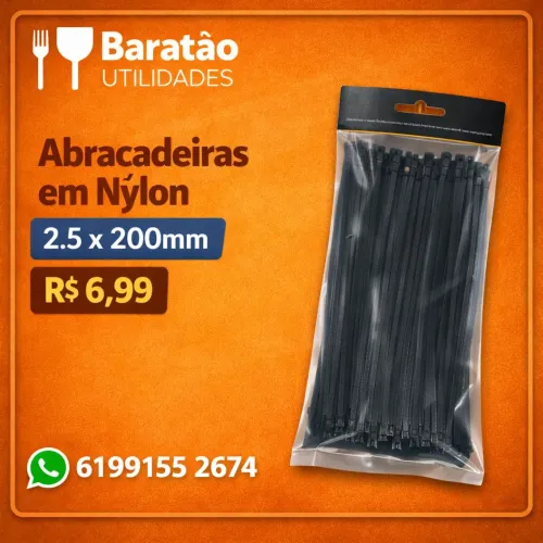 Abraçadeiras em nylon 2.5x200mm