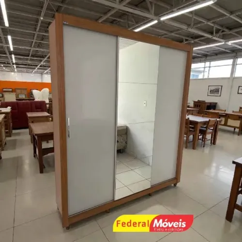 Guarda Roupa Off White c/ Espelho 3P 4G TEMOS CREDIÁRIO