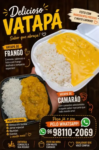 Vatapá de camarão cremoso e frango