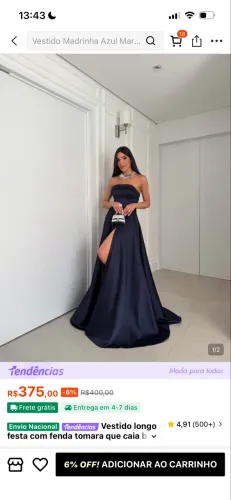 Vestido azul marinho com echarpe/xale festa com fenda tomara que caia