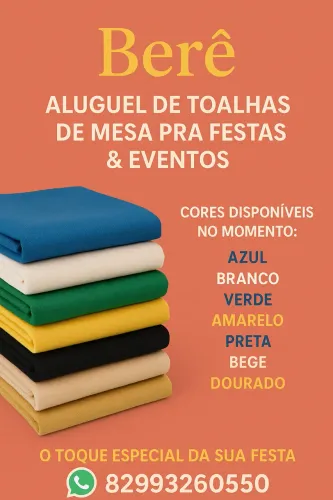 Aluguel de Toalhas de Mesa para Festas e Eventos | Berê