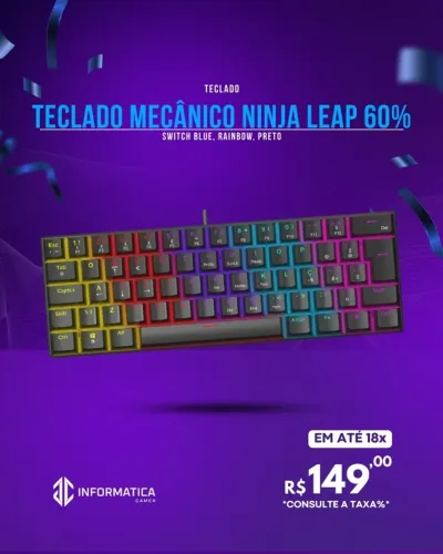 TECLADO MECÂNICO NINJA LEAP 60%