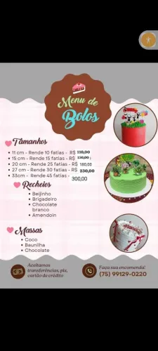 Bolos, tortas, doces