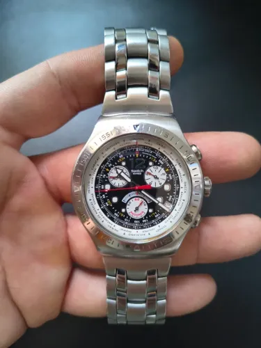Relógio Suíço Swatch Irony The Chrono Get Fly Black YOS414G Peça de Colecionador Excelente