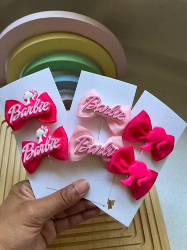 kit 3 pares 6 unidades lacos barbie rosa e pink