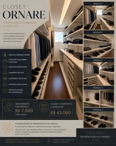 CLOSET ORNARE  Sofisticação, organização 
