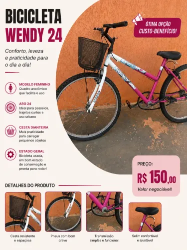 Bicicleta feminina aro24