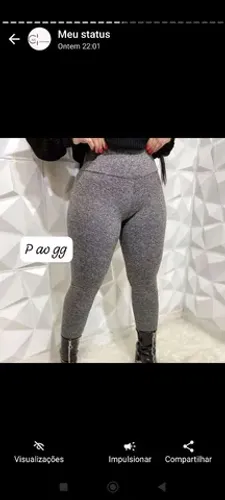 Calça legging térmica básica preta e cinza p ao gg