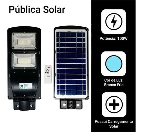 Luminária Led Solar Luminária Pública Poste Rua Led 200w Luz Branco