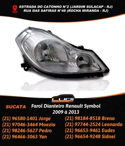 Farol Dianteiro Renault Symbol 2009 à 2013