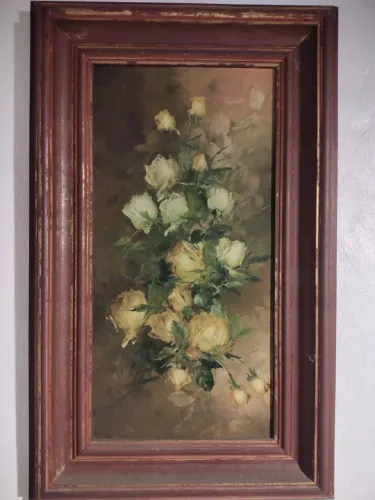 Pintura a óleo assinada Rosas Quadro