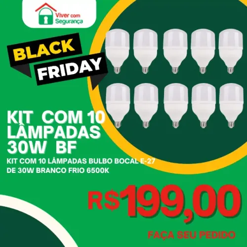 Kit 10 Lâmpadas LED Bulbo 30W E27 Bivolt 6500K Branco Frio | Super Econômicas