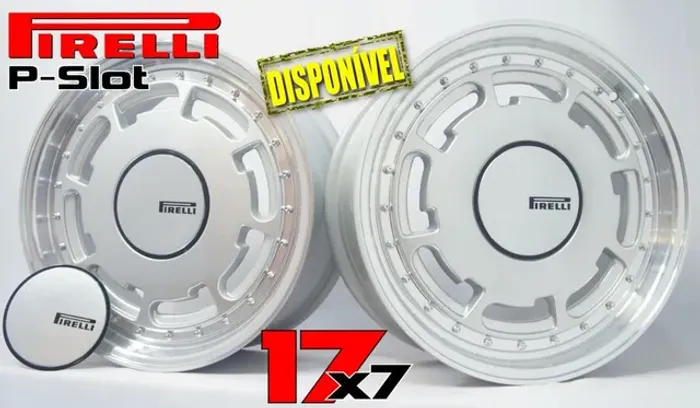 Roda aro 17 Volkswagen Pirelli Slot retro prata com borda diamantada jogo novo