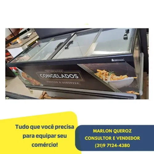 Ilha de Congelados Gelopar Vidro Reto Adesivada 2M