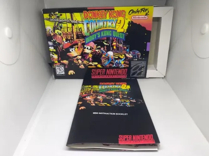 Caixa do Jogo Donkey Kong Country 2 para Super Nintendo - Inclui Berço e Mini Man