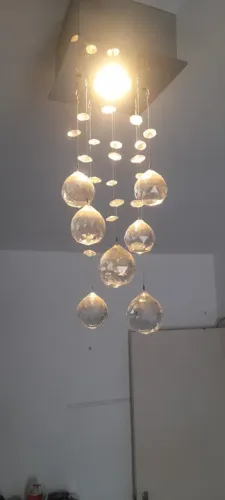 Lustre De Cristal Para Quarto,sala,base De Inox Espelhado De 12,5x12,5cm,com 30cm De Altur