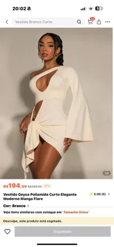 Vestido Geysa Poliamida Curto Elegante Manga Flare