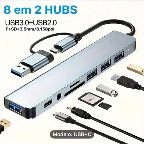 HUB USB 8 em 1