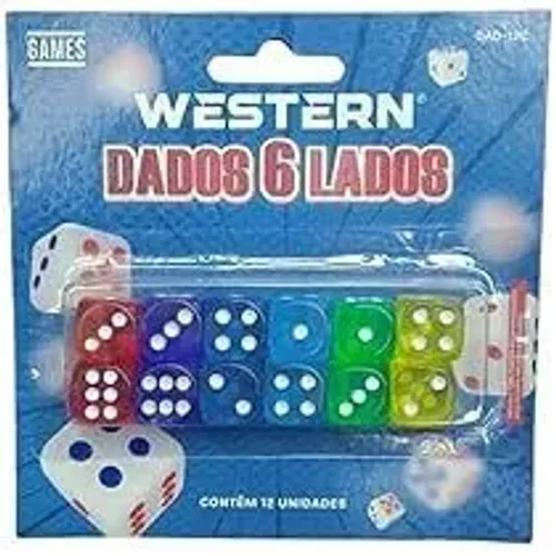 Kit 12 Peças de Dados 6 Lados - Western 