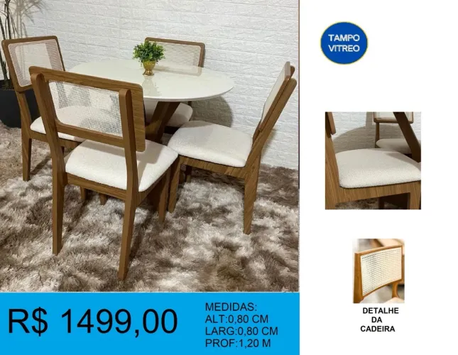 Mesa de Jantar 4 Cadeiras Madeira - Entrega e montagem grátis