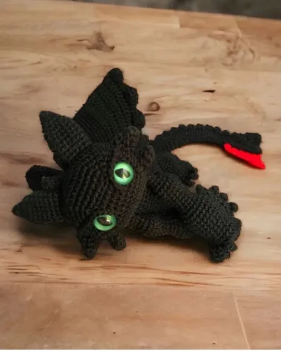 Fúria da Noite Banguela Dragão Anime Amigurumi Feito a Mão Artesanal