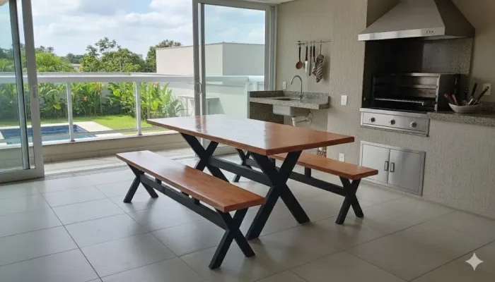 Mesa Rústica para Área gourmet 