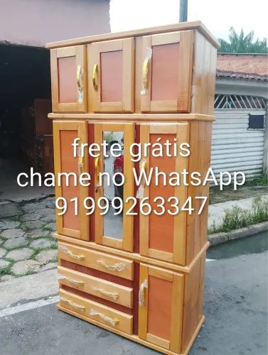Guarda roupa de 3 portas novo 90% madeira frete grátis
