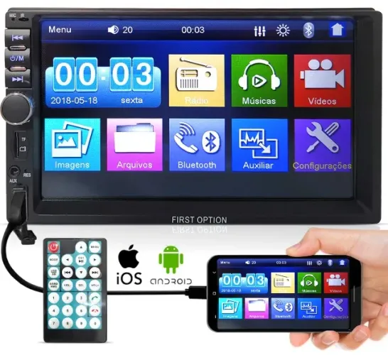 Multimídia First Option 7810h tela7" bluetooth gps na cx +acessórios nova ac/trocas