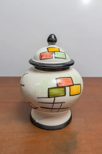 CACHEPÔ de Cerâmica com Tampa, Design moderno e colorido, perfeito para decorar sua cozinh