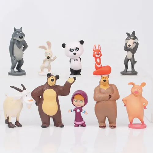 Bonecos Masha e o Urso miniaturas coleção 10pcs