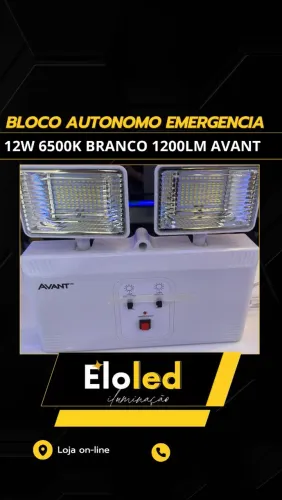 BLOCO AUTONOMO EMERGENCIA 12W 6500K BRANCO 1200LM AVANT