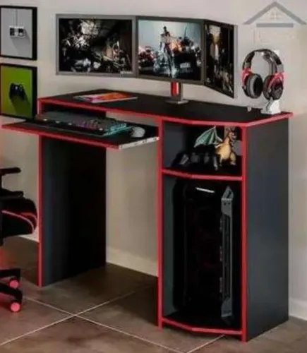 Mesa gamer preto/vermelho 