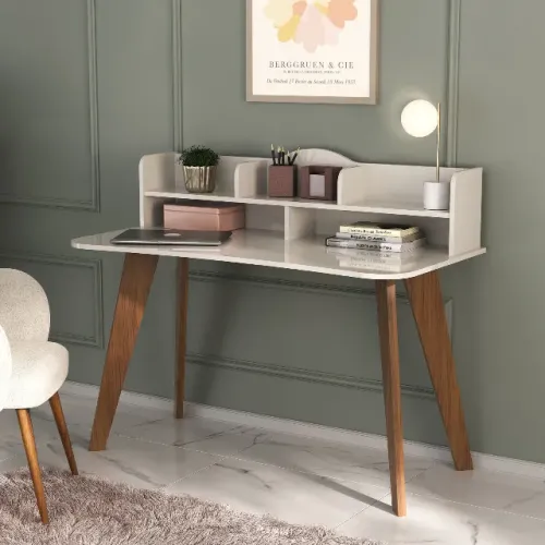 NOVA | Escrivaninha Penteadeira MDF 120cm c/ Nichos - Fazemos Entrega