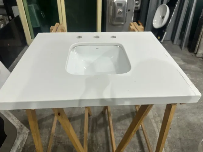 Pia banheiro quartzo branco 