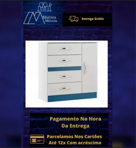 GRANDE PROMOÇÃO*Cômoda 01 porta e 4 gavetas SOLUZIONE ENTREGA GRÁTIS ACEITA CARTÃO