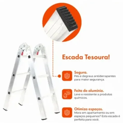 Escada Articulada 6 Degraus. Garden Life