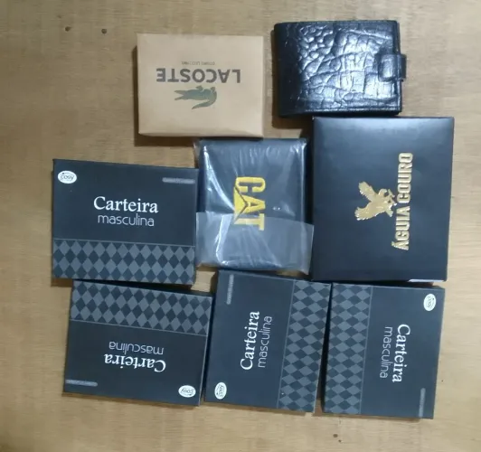 Lote Carteiras Masculinas de Couro - Diversas Marcas