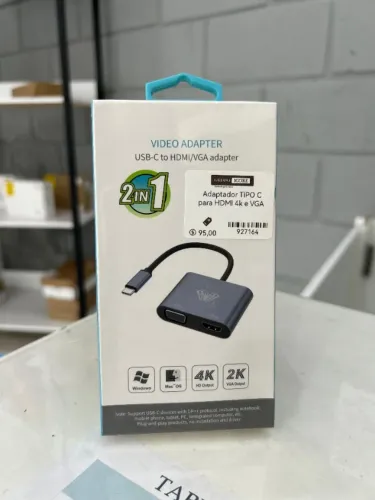 Adaptador Tipo-C para HDMI 4K e VGA - 2 em 1