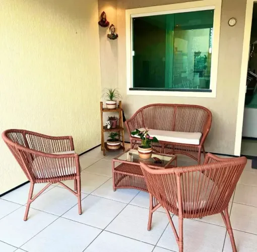 Conjunto sofá para área externa marrom