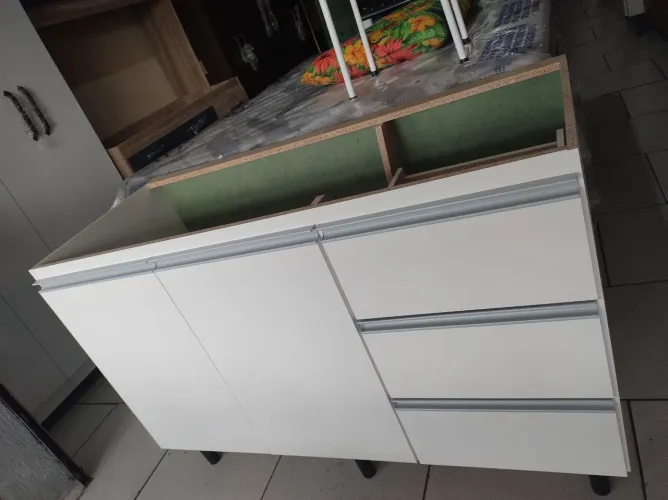 Balcão para pia novos de Cozinha Branco com 3 Gavetas corrediças metálicas 