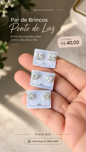 Par de Brincos Ponto de Luz 8mm Prata 925