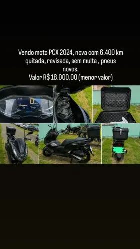 Honda PCX ano 2024, 150cc, sem multa, IPVA quitado