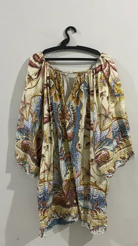 Vestido farm manga vitral do mar 