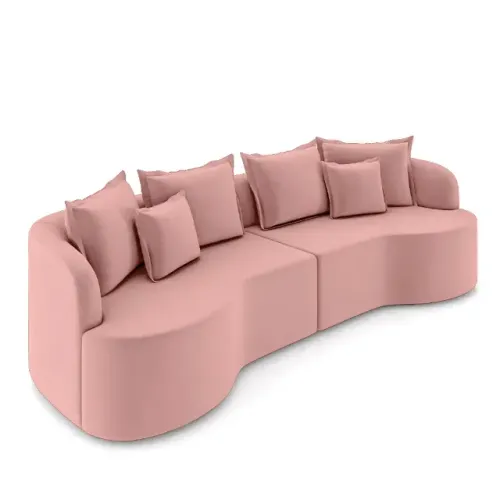 Sofá Rosa Bebê 4 Lugares Curvo Quito
