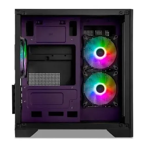 GABINETE GAMER MANCER CV100 PURPLE EDITION, MID-TOWER, LATERAL DE VIDRO, COM 3 FANS, PRETO