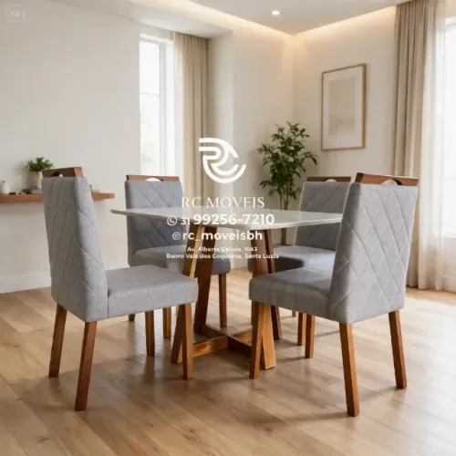 Conjunto Mesa de Jantar com 4 Cadeiras Madeira Tampo Vidro 1,20x0,80 Castanho